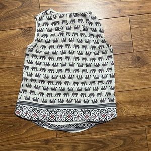 Elephant and floral print polyester tank top.